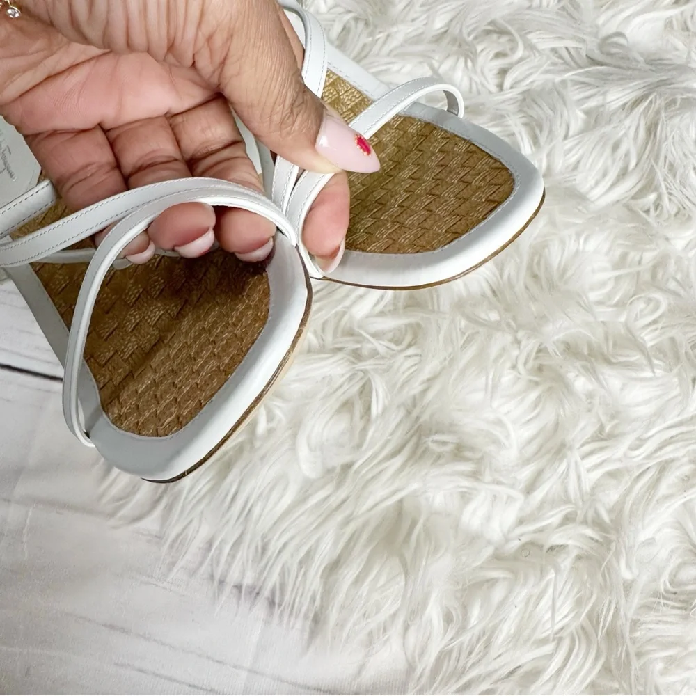 🆕 Salvatore Ferragamo Egadi‎ 85 Leather Sandal in White Size 8.5